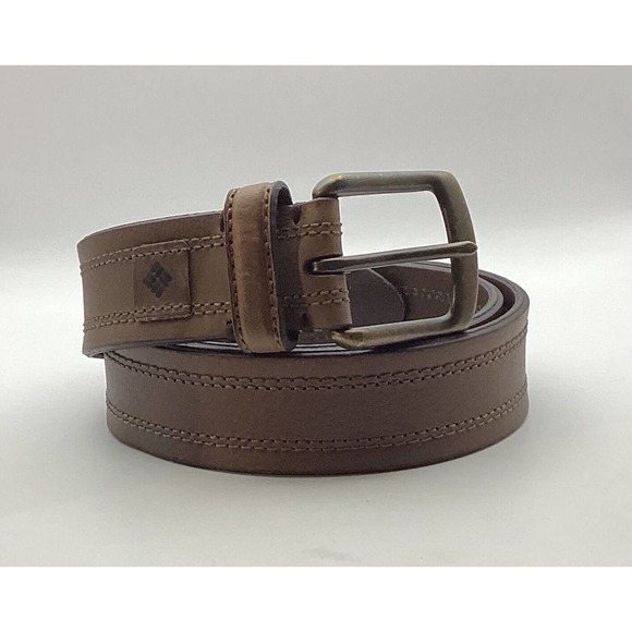 Columbia Brown genuine leather mens belt with double stitching - Large 38 - 40 - Picture 2 of 11
